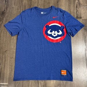 NIKE CHICAGO CUBS BLUE COOP LOGO SHORT SLEEVE T SHIRT Mens size Large
